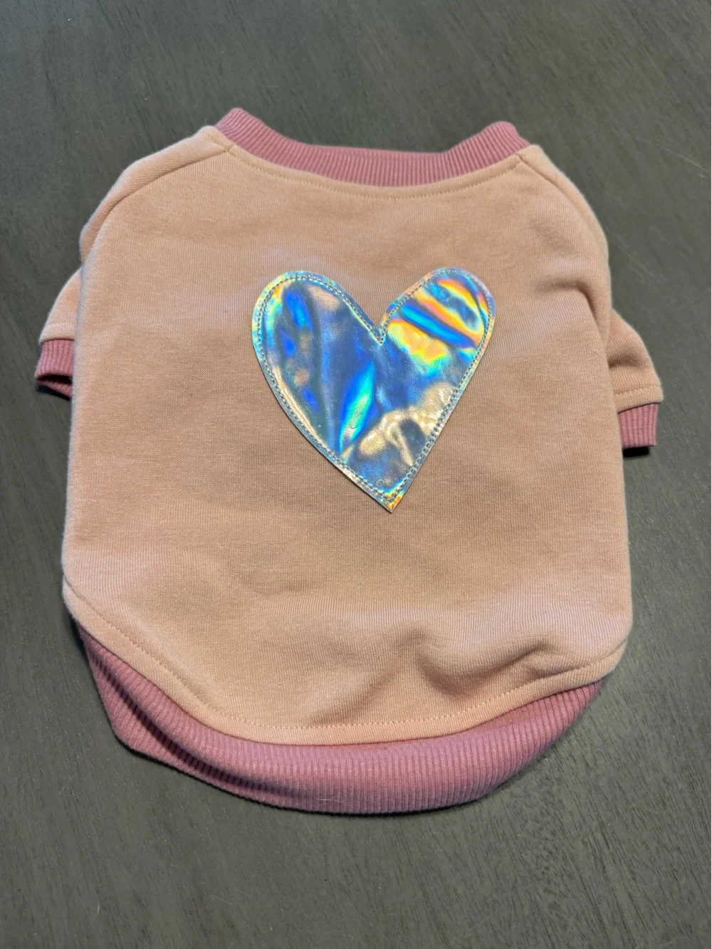 Pink Dog Sweater with Chrome Heart Patch size Small